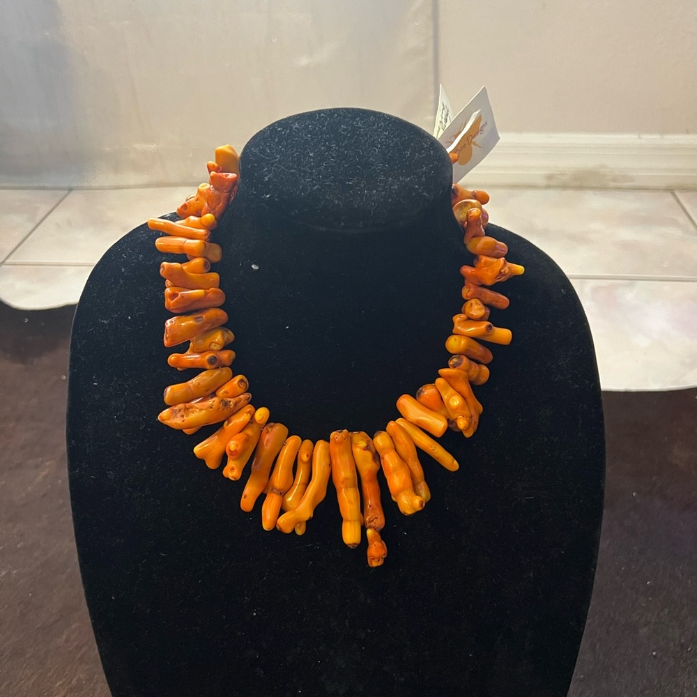 Vibrant Orange Coral Necklace